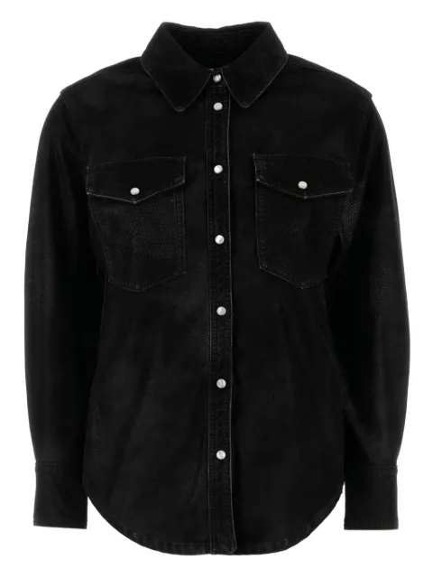 MARANT ÉTOILE Delcia leather-texture flap-pocket shirt Black CH0240FAC3B01E
