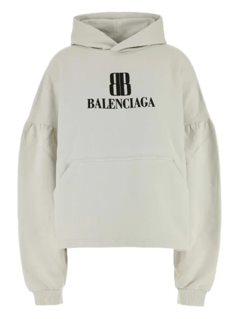Balenciaga balloon-sleeve logo hoodie Neutrals 818433TSVO3