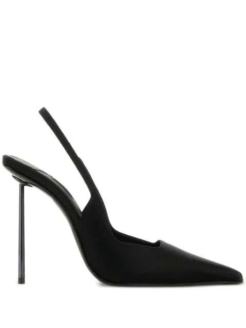 Le Silla 110mm sling back satin heeled pumps Black 6101E100BXPPSME