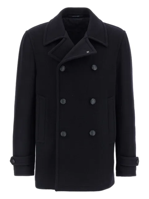 Tagliatore double-breasted wool coat Black MONACOF770116B3406