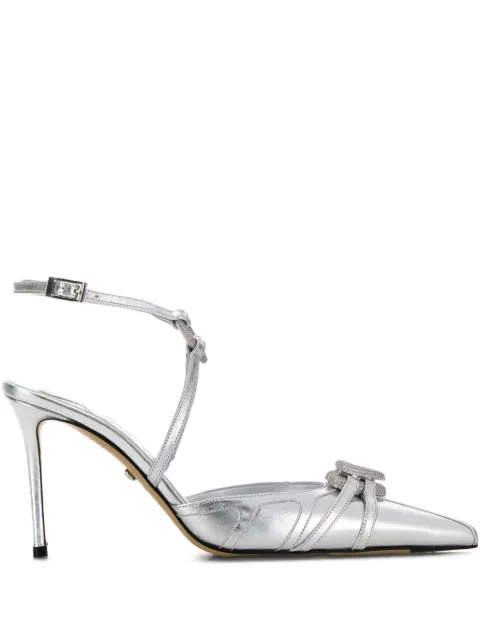 MACH & MACH 95mm crystal-embellished ankle-strap pumps Silver PF25S099195NAPSLV