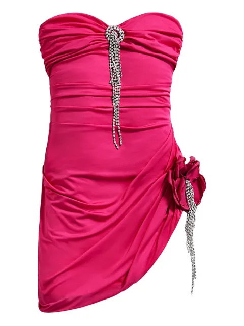 AREA crystal-embellished draped mini dress Pink PF25AWDR0182FA01