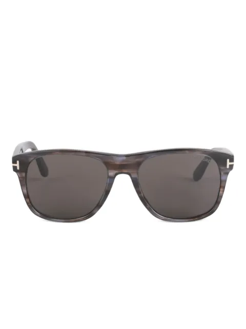 TOM FORD Eyewear striped rectangle sunglasses Brown FT1284