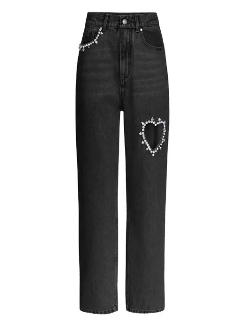 AREA crystal-heart jeans Black 0000PA0069DE02