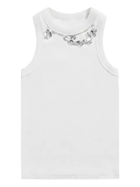 AREA crystal-embellished ribbed tank top White PF25AWTP0104FA02