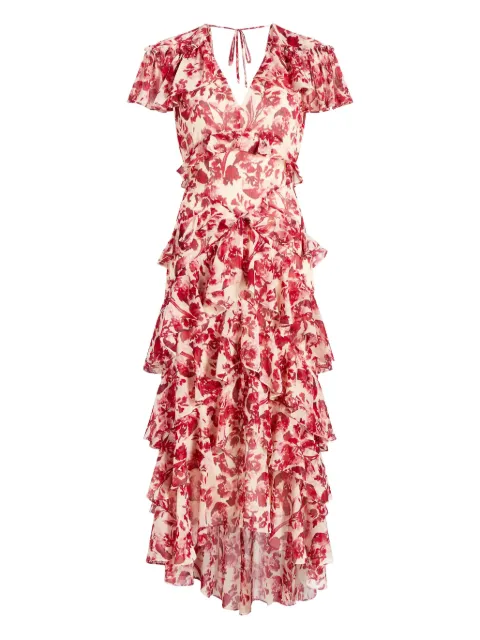 Cinq A Sept floral ruffled midi dress Red ZD305710045ZCHRMU