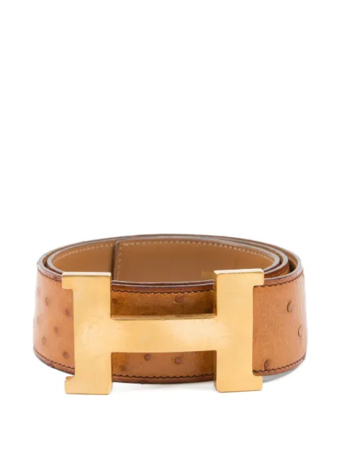 Hermès Pre-Owned 1998 Constance ostrich leather buckled belt Brown 15016090