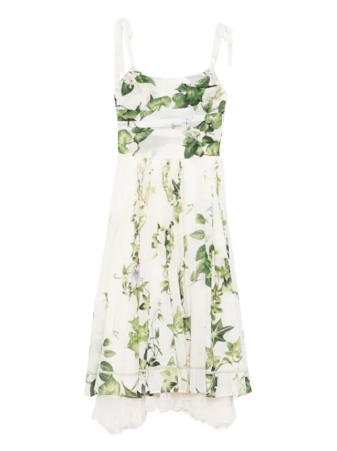 alice + olivia floral-print tie-shoulder dress Neutrals CC506P30543