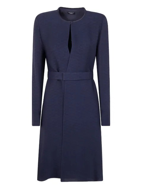 Emporio Armani belted keyhole-neck dress Blue EW002310TE15812