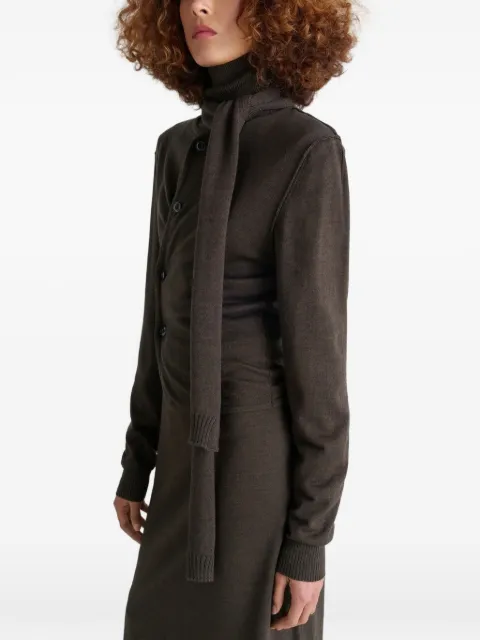 LEMAIRE tie-neck button-detail top Brown TO1251LK087