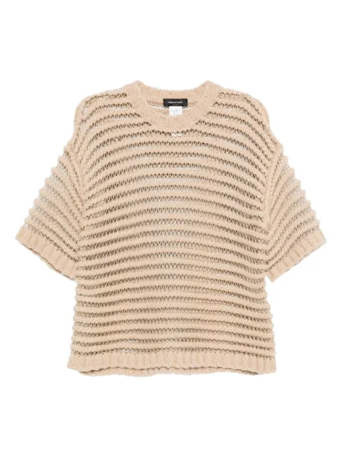 Fabiana Filippi open-knit short-sleeve top Neutrals MAD215F094L5200000