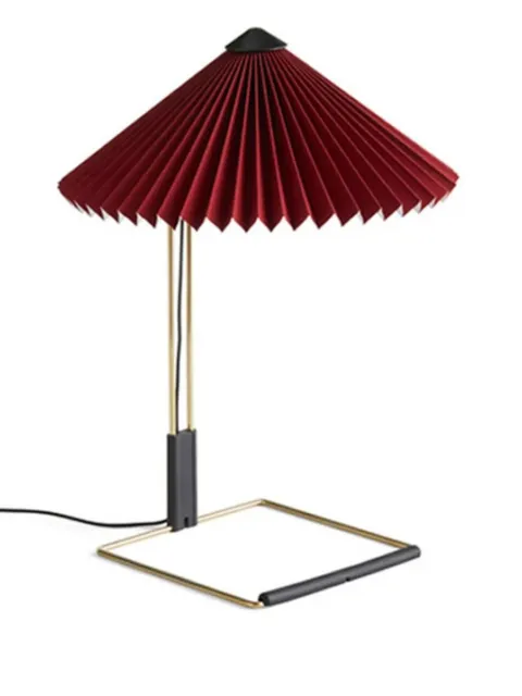 HAY Matin pleated shade brass-base lamp Red AA972A577AB34