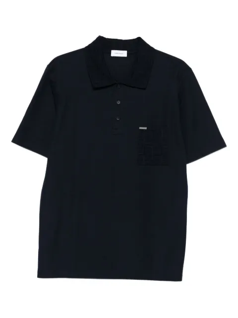 Ferragamo V-neck polo with jacquard pocket detail Blue 784283