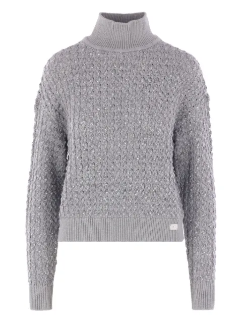 Elisabetta Franchi sequin-embellished high-neck sweater Grey MK20Q56E2