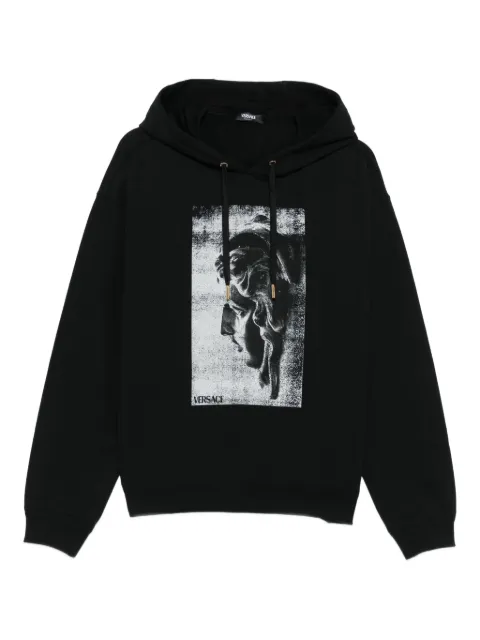 Versace statue-print cotton hoodie Black 10198991A15079