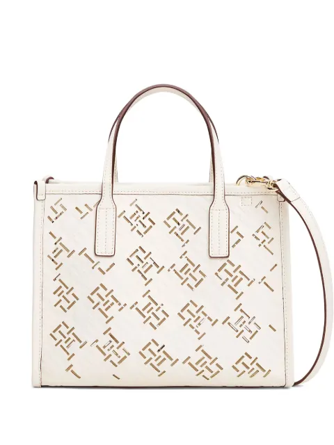 Tommy Hilfiger City TH cut-out pattern tote bag Neutrals AW0AW17500