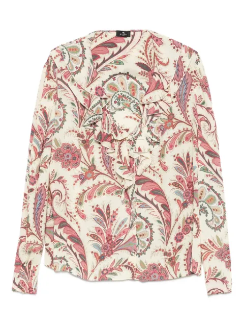 ETRO paisley-print ruffled blouse Neutrals WRIA007999SA4B7