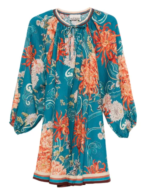 ALEMAIS Fletcher floral-print mini dress Blue 5235D