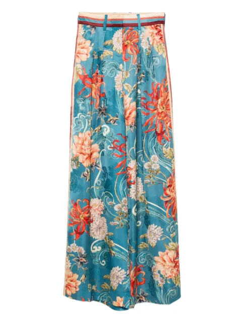 ALEMAIS floral-print pleated trousers Blue 5232P