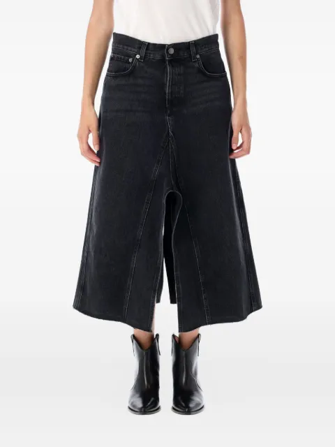 Haikure denim asymmetric midi skirt Black HEW08096DF119L0894