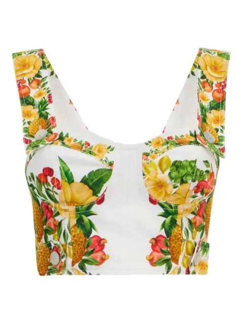 FARM Rio floral-print crop top White 335881