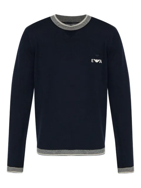 Emporio Armani embroidered-logo wool sweater Blue EM003387AF14697