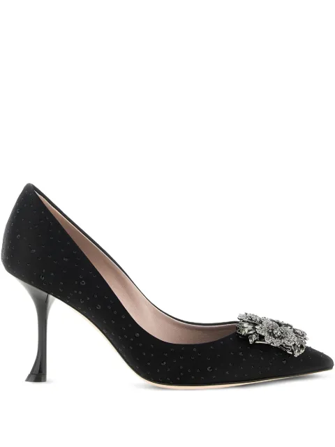 Roger Vivier 85mm Efflorescence crystal-embellished satin pumps Black RVW53042980RS0B999
