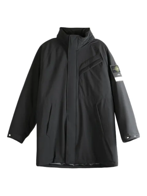 Stone Island logo-patch padded coat Black K2S157100002S0A27