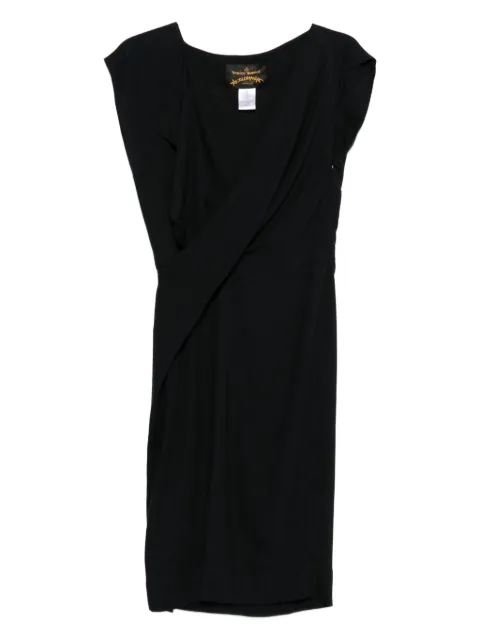 Vivienne Westwood Pre-Owned 2017-2018 wrap-design wool dress Black VW600KC