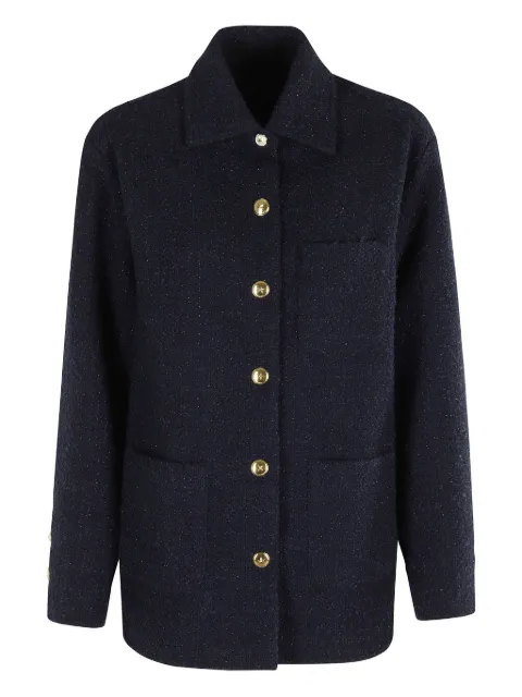 PINKO glitter-flecked button-front tweed jacket Blue 105816A2VJ