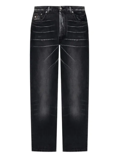 Moschino logo-plaque faded-wash jeans Black 252ZZA03095222