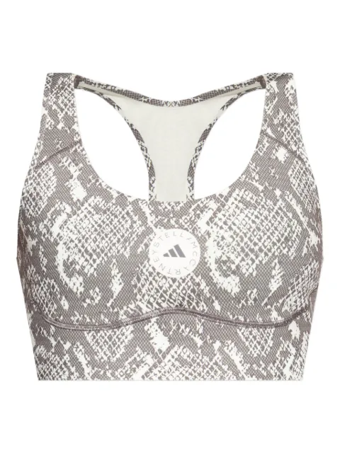 adidas by Stella McCartney racer-back snake-print sports bra Grey JM6092