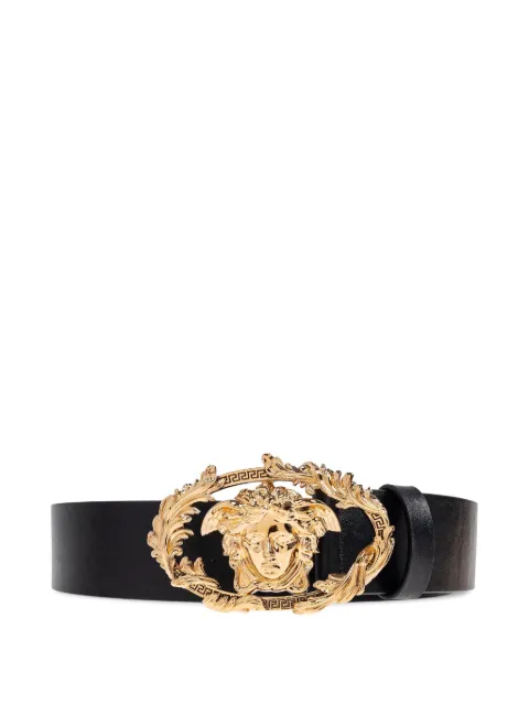 Versace buckle crest leather belt 4 cm Black 1021519DVTP1
