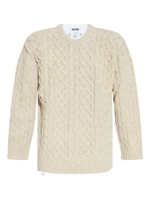 Moschino cable-knit virgin-wool sweater Neutrals 252ZZA09125203