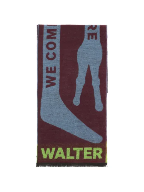 Walter Van Beirendonck graphic-print fringed scarf Red 9003