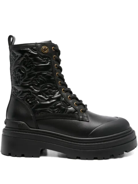PINKO 50mm quilted lace-up boots Black SD0401T047