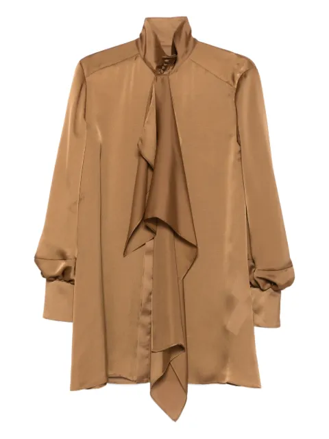 sacai high-neck ruffled shirt Brown 2507975