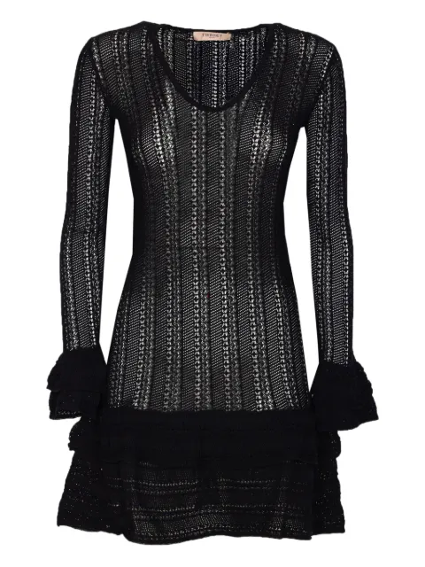TWINSET perforated ruffled mini dress Black 252TP3180