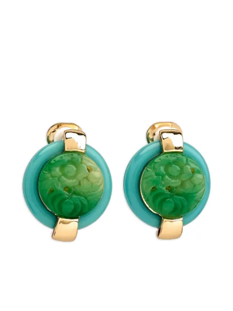 Kenneth Jay Lane carved-jade button earrings Gold 4154ETJ