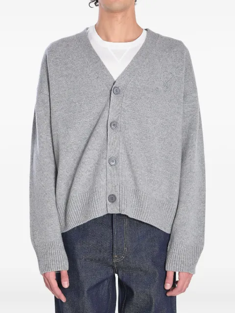 AMI Paris embroidered-logo button cardigan Grey H25HKC371KN0071