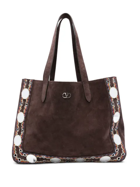 Valentino Garavani Nellcôte suede tote bag Brown YB0R79KJK