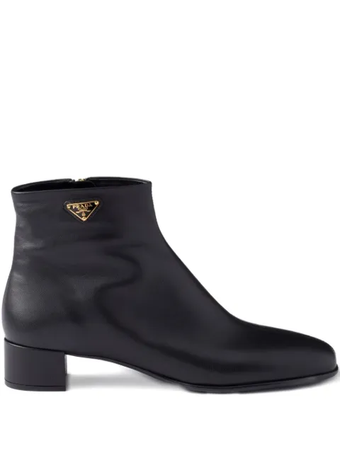 Prada triangle-logo zip ankle boots Black 1T173OF035038
