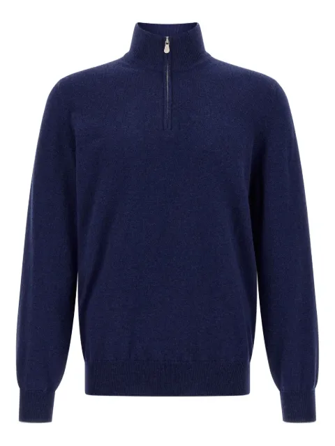 Brunello Cucinelli turtleneck half-zip sweater Blue M2200124CQC24