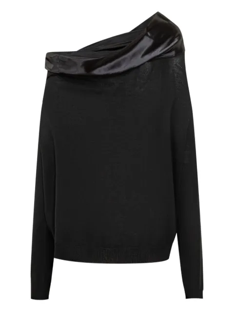 Alberta Ferretti satin-panelled one-shoulder sweater Black 252U092366060555BLACK