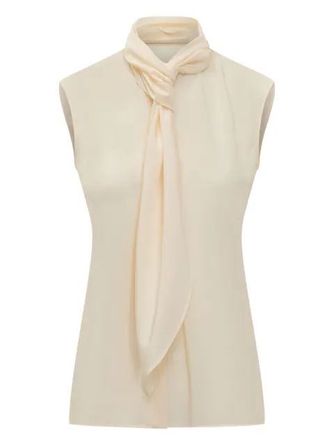 Alberta Ferretti neck-tie sleeveless shirt Neutrals 08126626