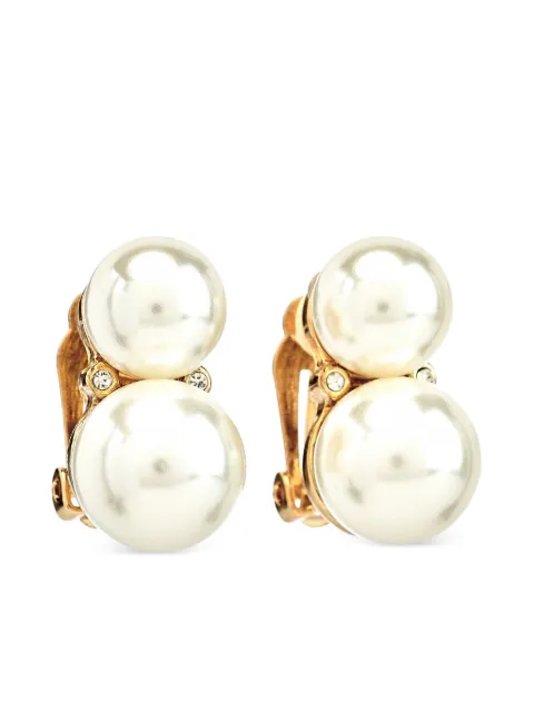 Kenneth Jay Lane Double Cultura Pearl clip-on earrings Gold 4115EGLC