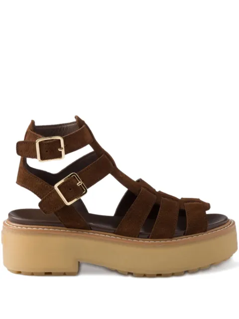 Prada suede gladiator platform sandals Brown 1X232OF055054