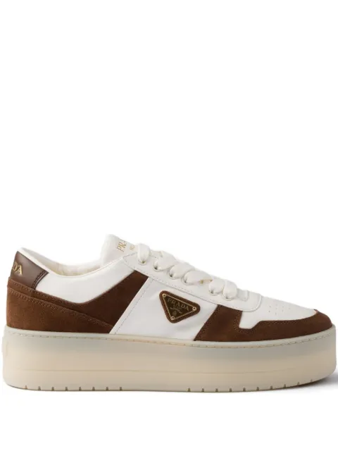 Prada Downtown bold nappa leather and suede sneakers Brown 1E792MFD050MLO