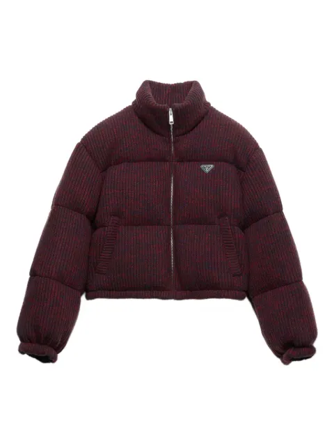 Prada cropped cashmere and wool down jacket Red 29M028S2121773