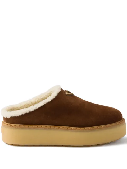 Prada shearling-trim mules Brown 1S715NFZG50JFT